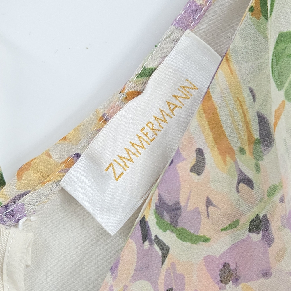 Zimmerman Playsuit Ninty Six‎ Cream Floral Silk Ruffle - Picture 3 of 16